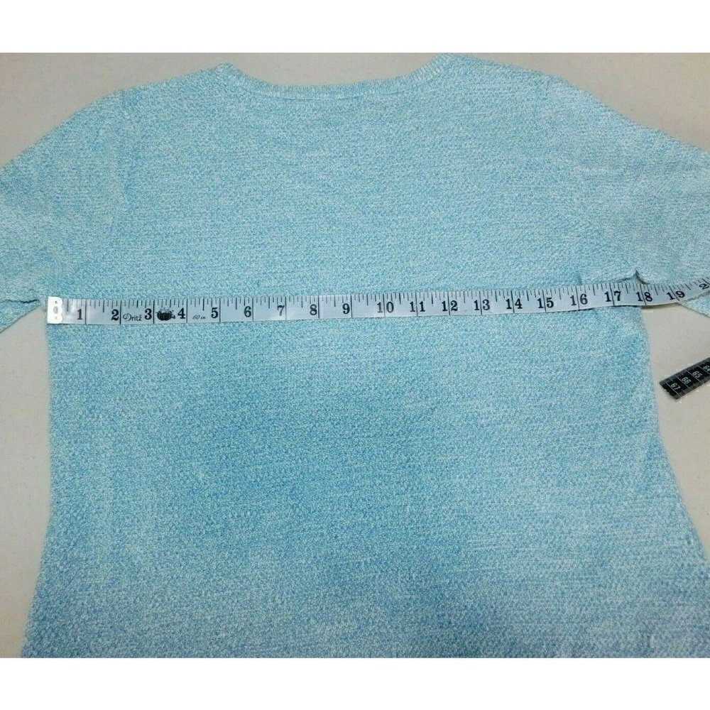 TALBOTS lightweight blue sweater with faux white shirt underneath woman's size S - Picture 4 of 6